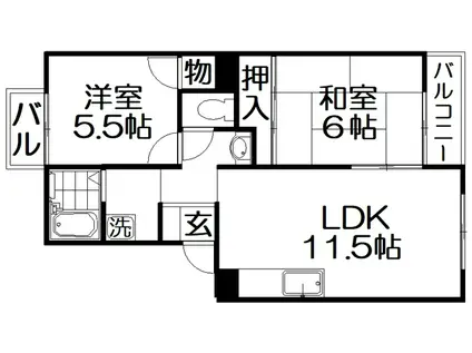 ダブルツリー1番館(2LDK/3階)の間取り写真