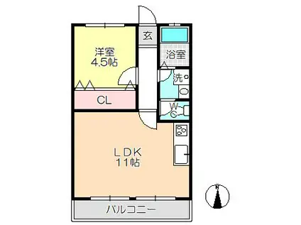 パークハイツ(1LDK/1階)の間取り写真