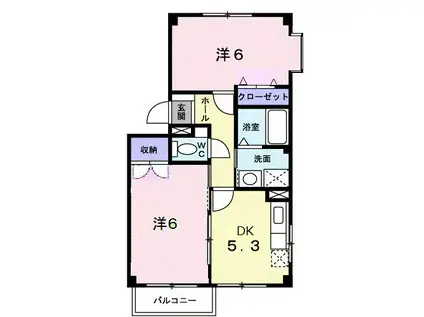 ハーモニーパーク(2DK/2階)の間取り写真