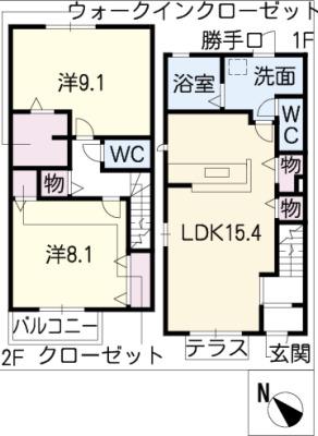 D-ROOM神丘町(2LDK/1階)の間取り写真