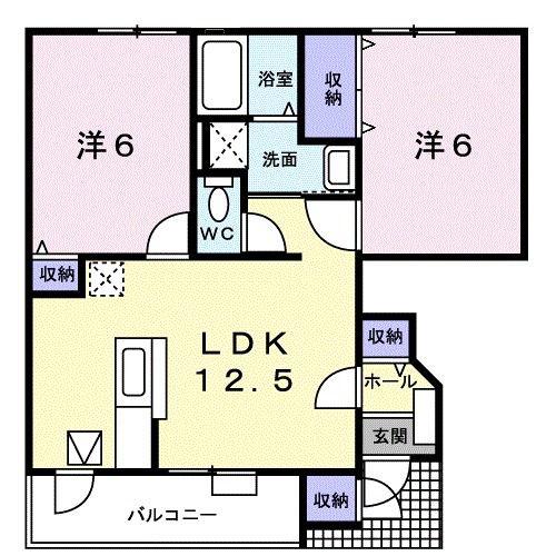 アムールメゾンB(2LDK/1階)の間取り写真