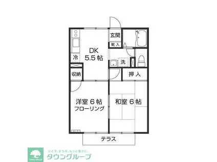 アドニス狭山(2DK/1階)の間取り写真