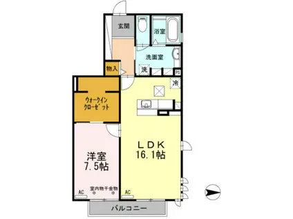 サステイナブルハウス(1LDK/1階)の間取り写真