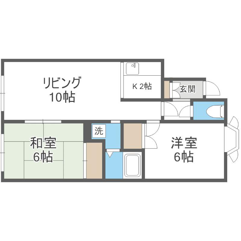 ルミエール山鼻(2LDK/2階)の間取り写真
