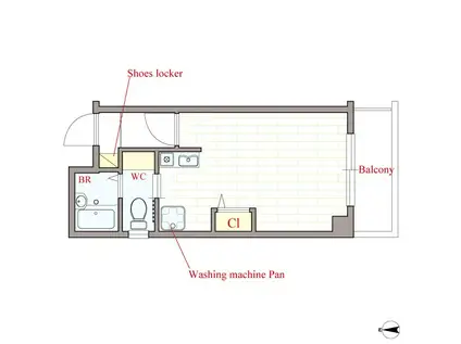 ミ・カーサ・サノ(ワンルーム/4階)の間取り写真