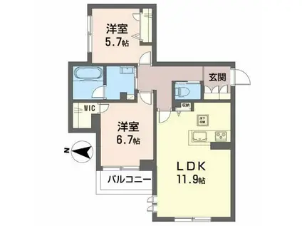 ベレオ支倉(2LDK/1階)の間取り写真