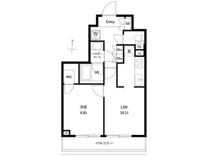 GENOVIA両国VIGREEN VEIL(1LDK/2階)の間取り写真
