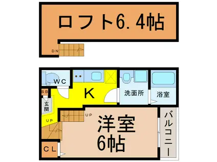 パークサイド北斗(1K/2階)の間取り写真