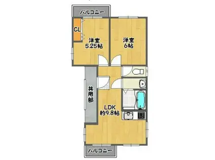 RSCOURT(2LDK/3階)の間取り写真