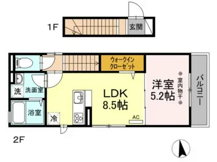 CRANE HILLS(1LDK/2階)の間取り写真