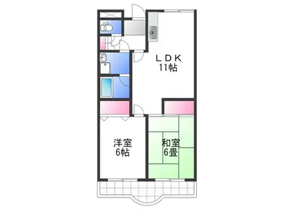 オーク岸和田(2LDK/2階)の間取り写真