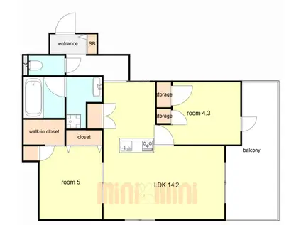 LA VITA西宮北口(2LDK/4階)の間取り写真