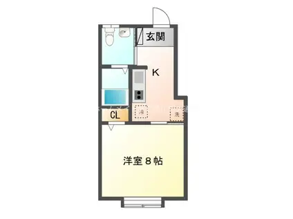 ミューズイン花中A(1K/1階)の間取り写真