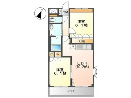 ラングウッド(2LDK/2階)の間取り写真