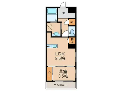 エルシオン騎射場(1LDK/2階)の間取り写真