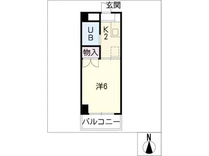 リズスクエア 西棟(1K/1階)の間取り写真