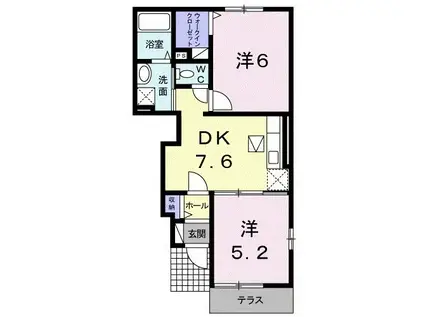 サニーハイツ・キド II(2DK/1階)の間取り写真
