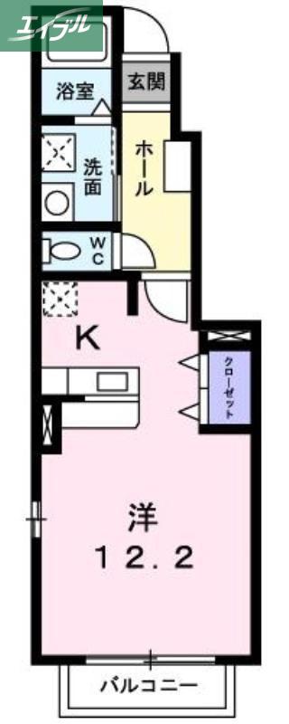 ヌーベルモリヤス(1K/1階)の間取り写真