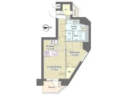 神明公園ハイツ・文京(1LDK/3階)の間取り写真