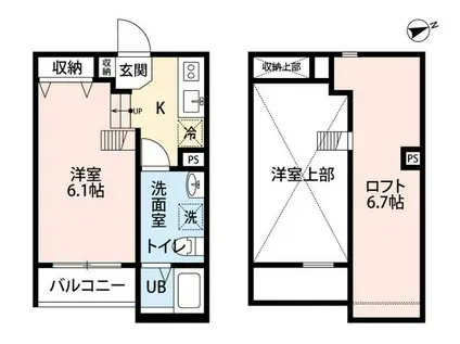 COCOTII(ワンルーム/1階)の間取り写真