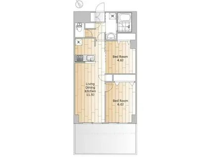 ニックハイム大森梅屋敷(2LDK/1階)の間取り写真