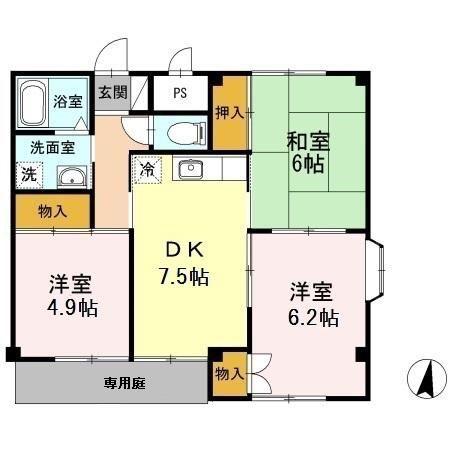 サンライズいわざき(3DK/1階)の間取り写真