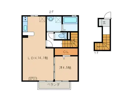 G-ROOM飯柄(1LDK/2階)の間取り写真