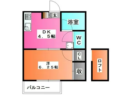 ミシマ弐番館(1DK/2階)の間取り写真