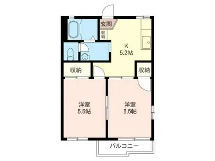 フローラル パレス A(2K/2階)の間取り写真