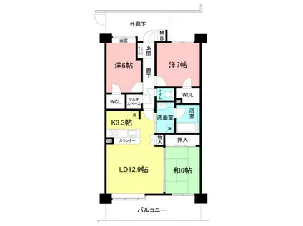 ペルル千葉中央(3LDK/5階)の間取り写真