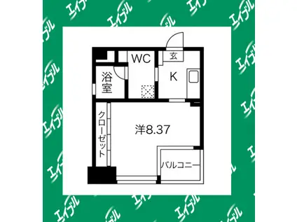 GRAN DUKE 代官町(1K/14階)の間取り写真