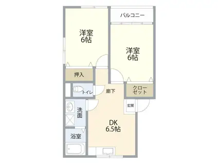 ルーセントA(2DK/2階)の間取り写真