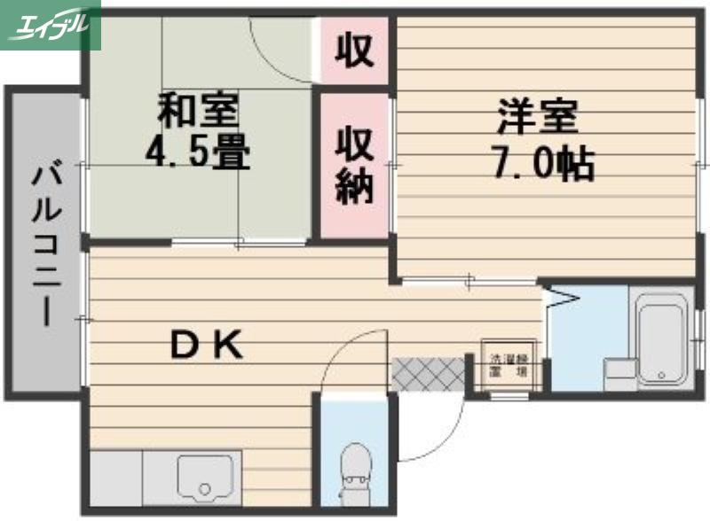 星島コーポA棟(2DK/2階)の間取り写真