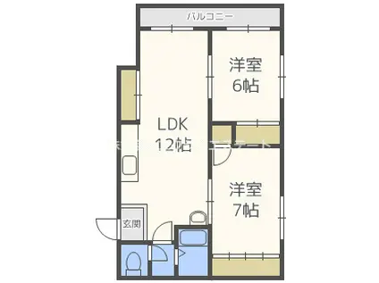 エクセレント川辺(2LDK/4階)の間取り写真