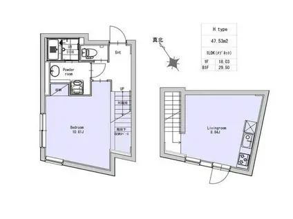 EXAM自由が丘(1LDK/1階)の間取り写真