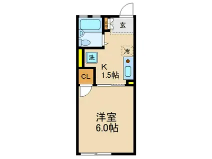 シティハイムセルト(1K/1階)の間取り写真