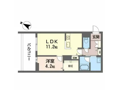 PARADISO本荘(1LDK/2階)の間取り写真