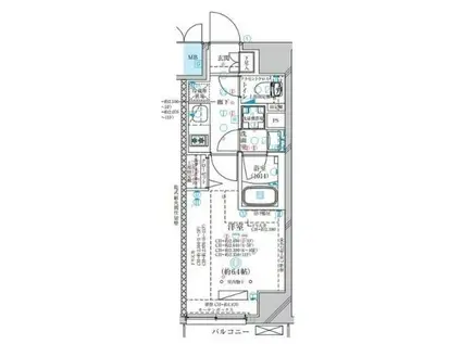 ディアレイシャス大須観音III(1K/3階)の間取り写真
