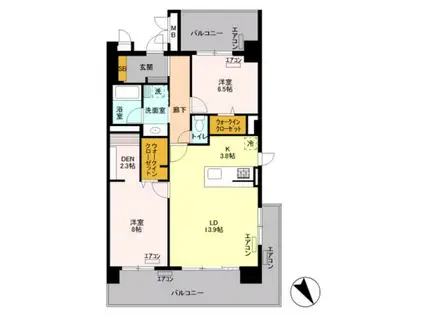 ロイヤルパークスリバーサイド(2LDK/7階)の間取り写真