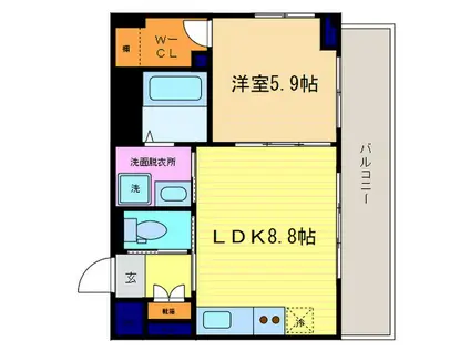 プリオーレリベルタ桂 A棟(1LDK/2階)の間取り写真