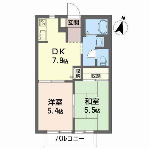 サンライズ A(2DK/1階)の間取り写真