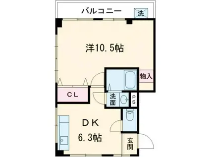 野久保ハイツ(1DK/2階)の間取り写真