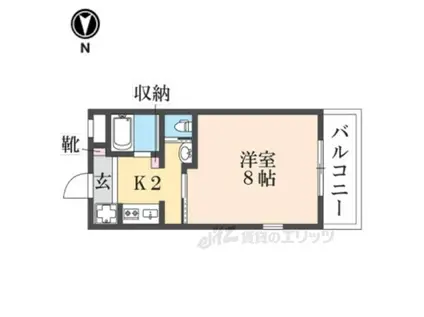 サンフェスタ東福寺 B棟(1K/2階)の間取り写真