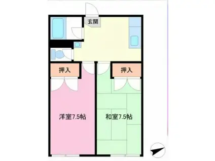 小金原ハイム2号棟(2K/1階)の間取り写真