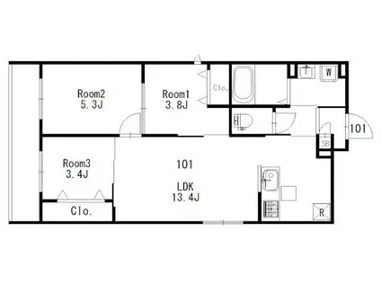 リソルテ(3LDK/1階)の間取り写真