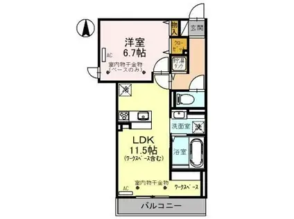 ラフィネ諸江(1LDK/3階)の間取り写真