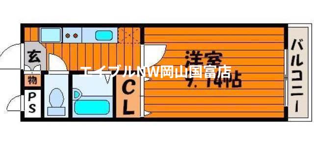 エクセル難波I(1K/1階)の間取り写真