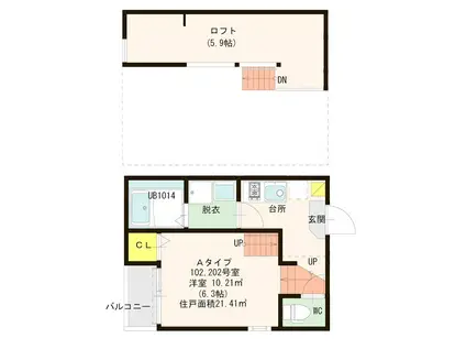 ROSSY ROOM(1K/2階)の間取り写真