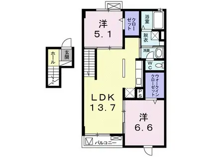 ノーブルパレス(2LDK/4階)の間取り写真