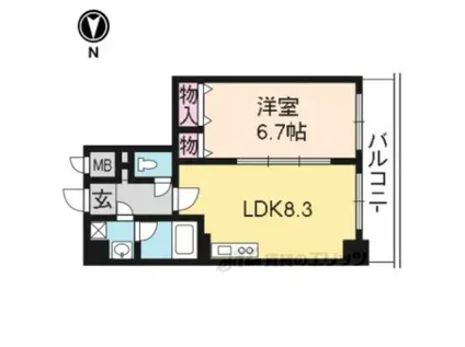 プラネシア星の子京都駅前西(1DK/6階)の間取り写真